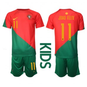 Portugal Joao Felix #11 Replika Babytøj Hjemmebanesæt Børn VM 2022 Kortærmet (+ Korte bukser)